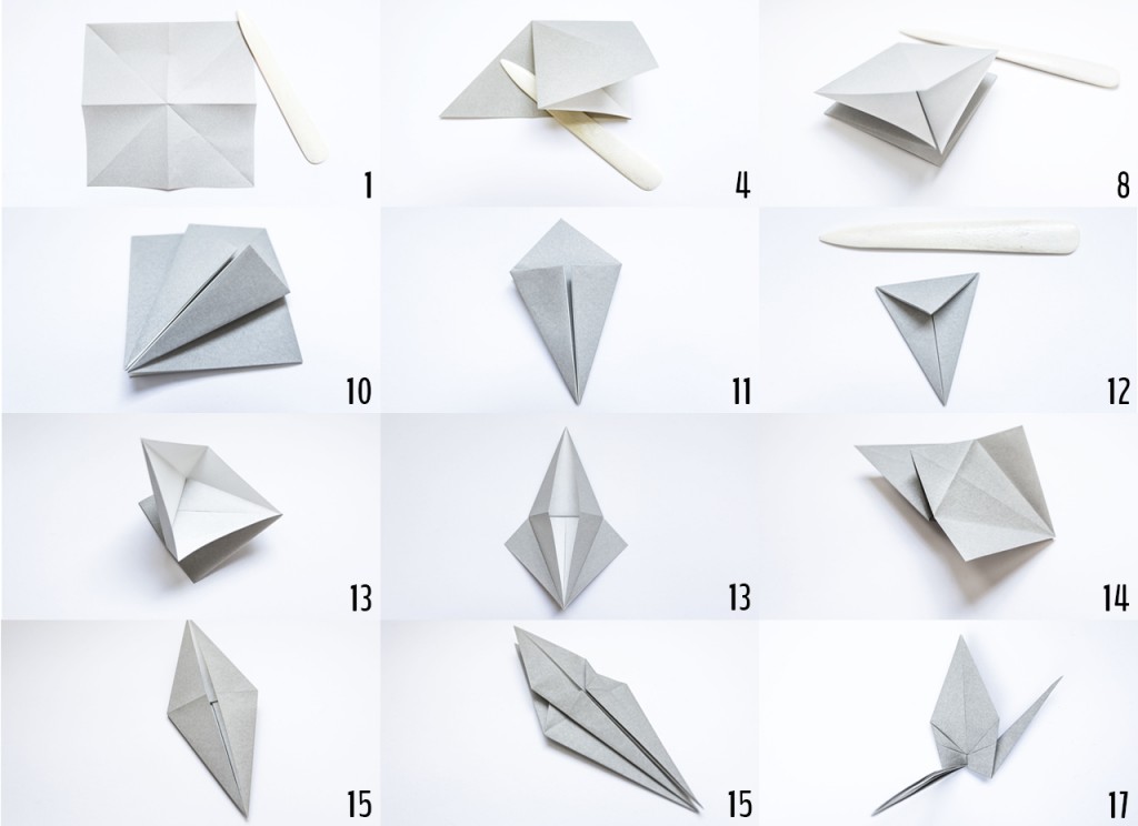 Porte-bonheur Origami - Étapes du pliage