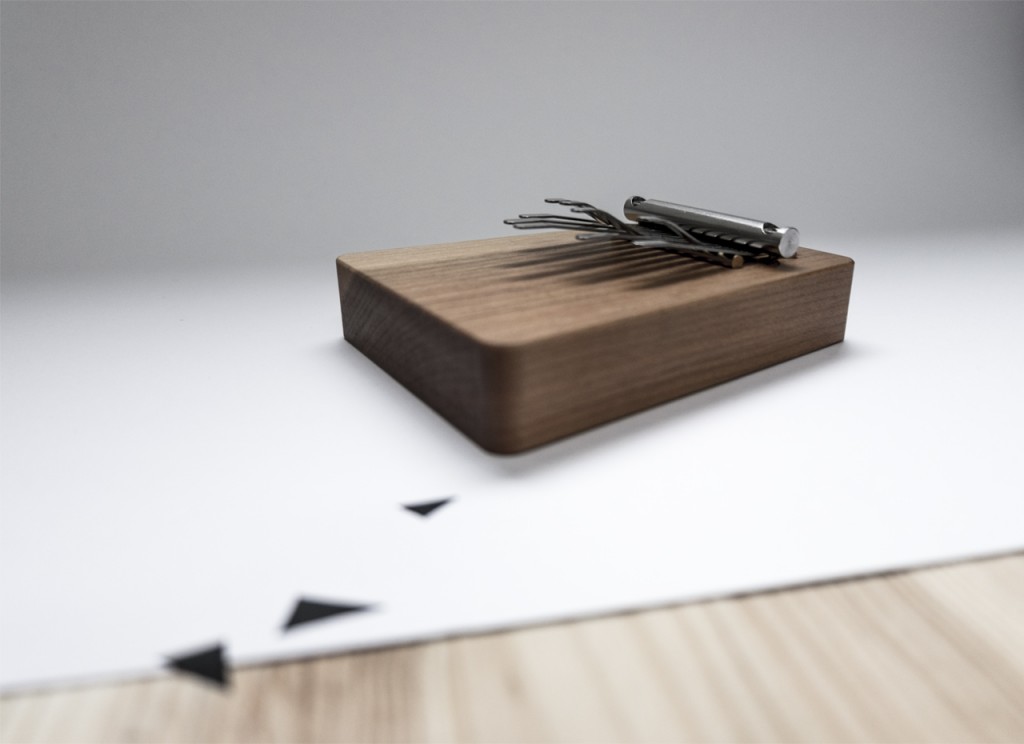 Thumbs Piano Mbira with wooden board and attached staggered metal tines