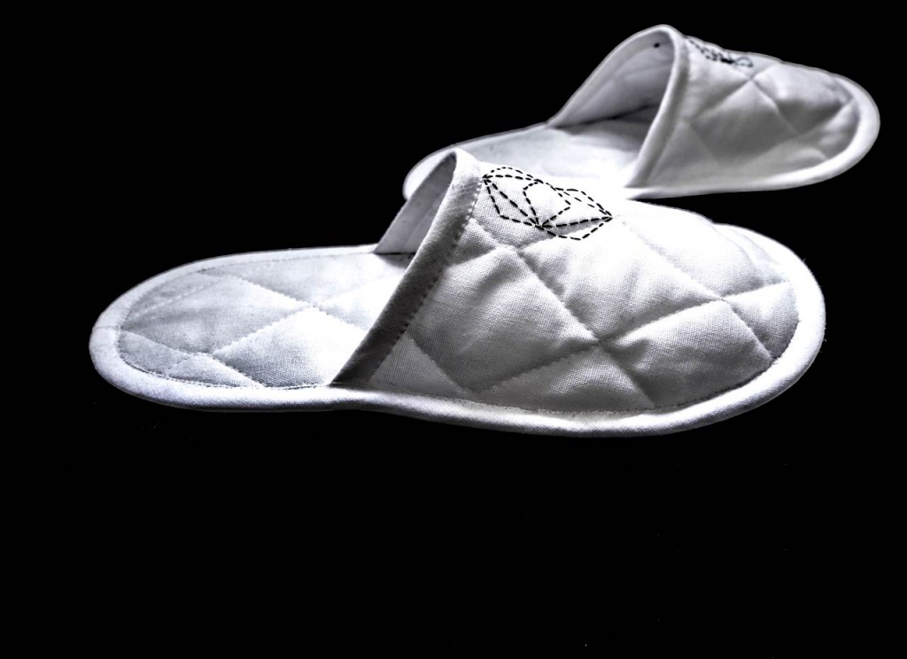 Sweet Home Made White Cotton Slippers with embroidery 