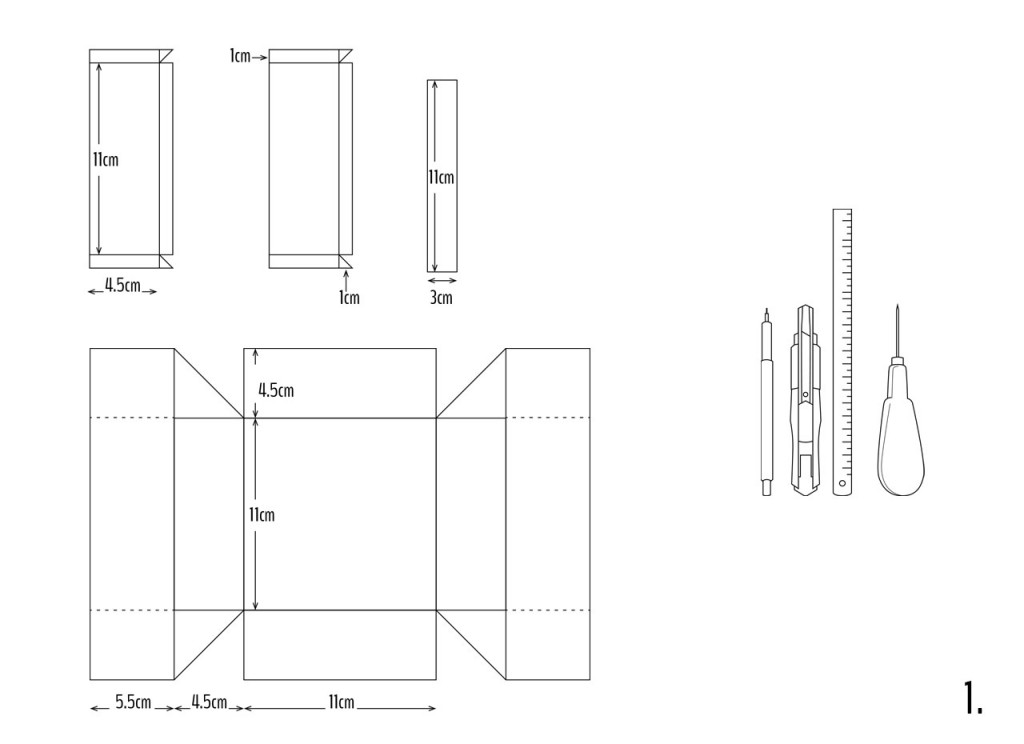 Étape 1 pour la création de la boite en papier de la Saint Valentin