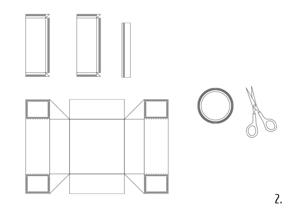 Étape 2 pour la création de la boite en papier de la Saint Valentin