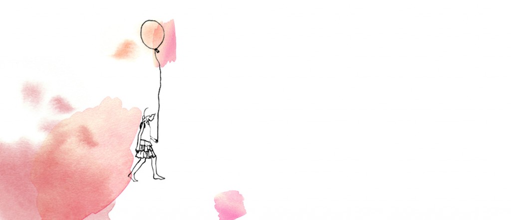Illustration petite fille portant ballon gonflable