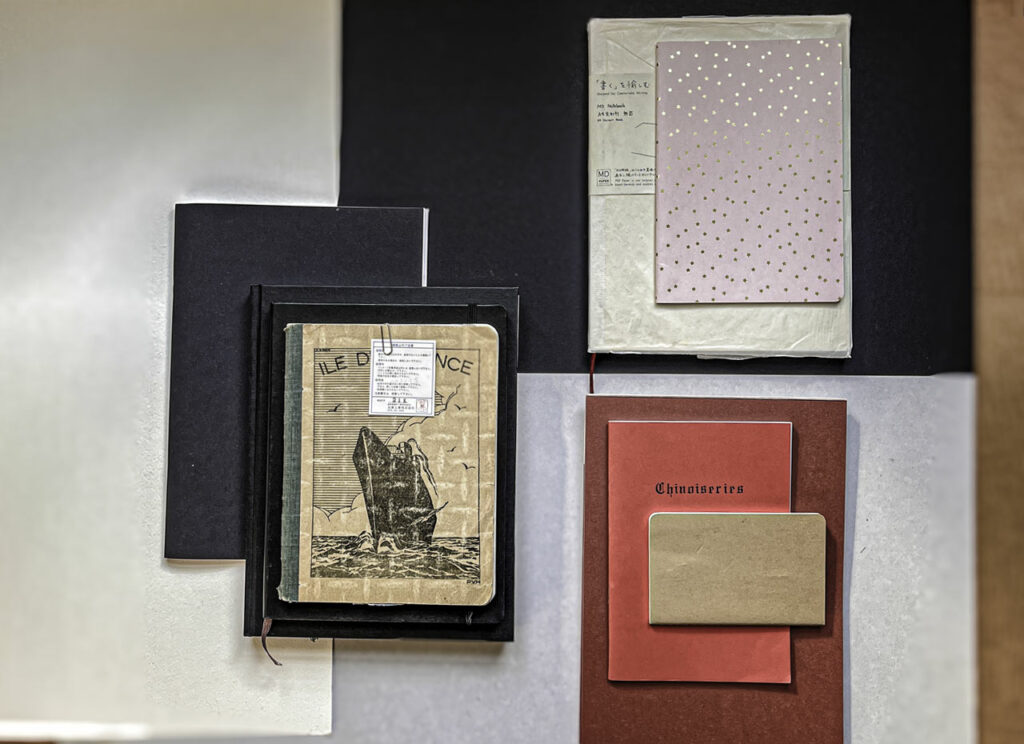 The choice of paper shifts the gesture, each sketchbook offers a different kind of space—an invitation to enter, respond, and dwell.