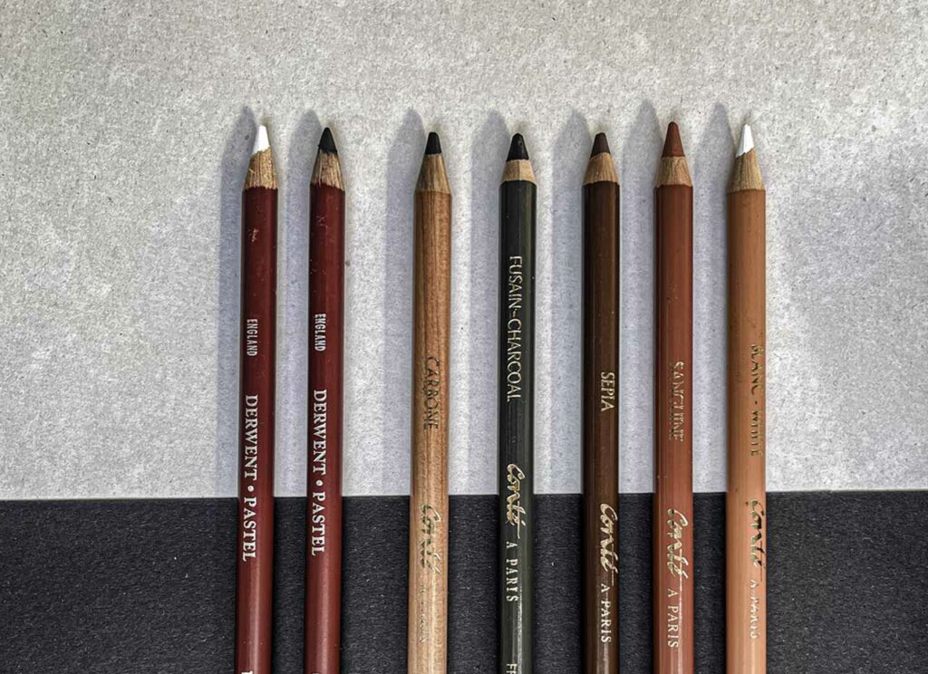 The Conté Collection, Sepia, White Chalk or Sanguine, all the way through to the deepest Charcoal.