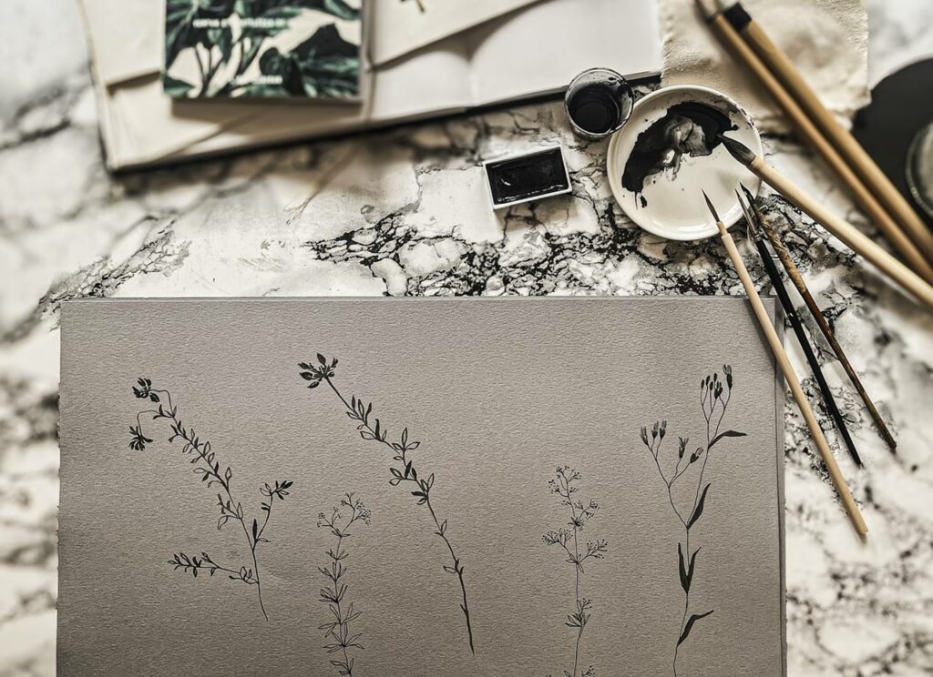 Inking some Wild Flowers