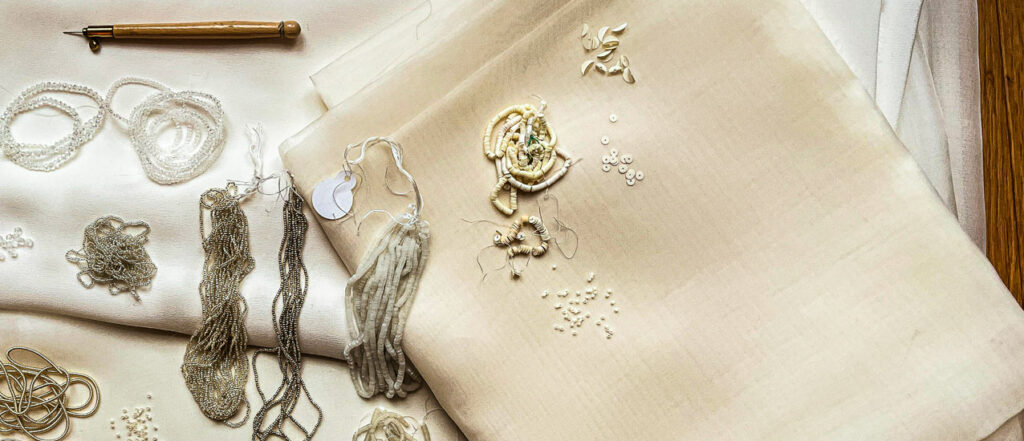 Paillettes on thread for the Haute-Couture embroidery