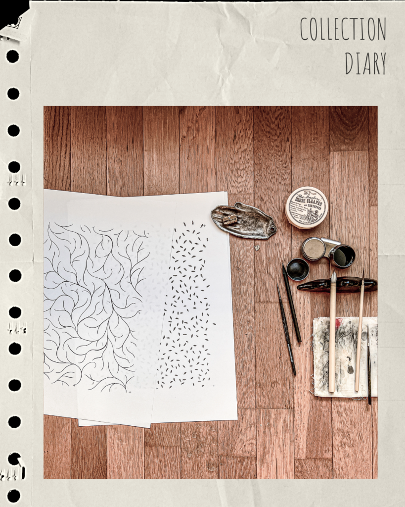 Branches and leaves, inked