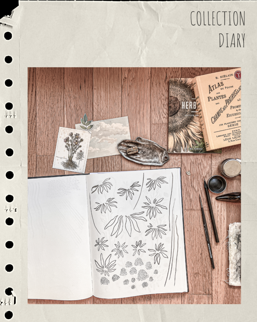 Petals and stems inked